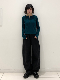 Еластичний лонгслів хенлі UNIQLO в рубчик 1160153910 (Зелений M)