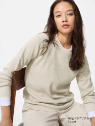 Вафельный лонгслив Uniqlo 1160361291 (Бежевый S)