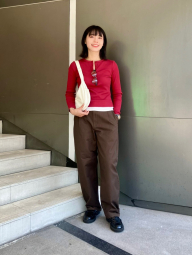 Лонгслив UNIQLO в рубчик 1160532000 (Красный L)