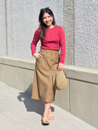 Лонгслив UNIQLO в рубчик 1160532000 (Красный L)