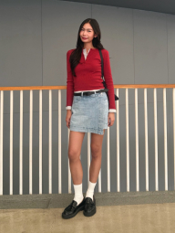 Лонгслив UNIQLO в рубчик 1160532000 (Красный L)