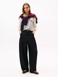 Жіночий лонгслів Tommy Hilfiger у стилі колор-блок 1161146238 (Сірий M)