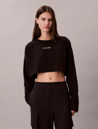 Укороченный женский лонгслив Calvin Klein с логотипом 1161434358 (Черный L)