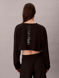 Укороченный женский лонгслив Calvin Klein с логотипом 1161434358 (Черный L)