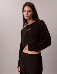 Укороченный женский лонгслив Calvin Klein с логотипом 1161433802 (Черный XXL)