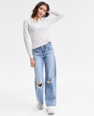 Женский вафельный лонгслив Henley Levi's кофта с принтом 1162518812 (Белый XS)