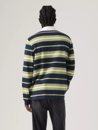 Мужской лонгслив-поло Levi's в полоску 1162678813 (Синий/Зеленый L)