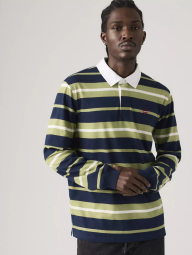 Мужской лонгслив-поло Levi's в полоску 1162678813 (Синий/Зеленый L)