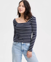 Жіночий лонгслів GUESS в смужку 1162706130 (Синій/Білий M)