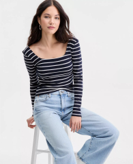 Жіночий лонгслів GUESS в смужку 1162706130 (Синій/Білий M)