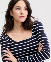 Жіночий лонгслів GUESS в смужку 1162706130 (Синій/Білий M)
