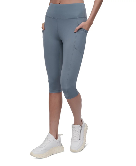 Женские укороченные леггинсы DKNY лосины с карманами 1159842198 (Серый S)