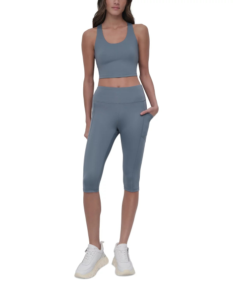 Женские укороченные леггинсы DKNY лосины с карманами 1159842198 (Серый S)