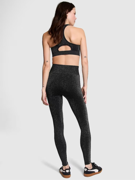 Леггинсы спортивные со сверкающей нитью Victoria's Secret Pink 1159849236 (Черный S)