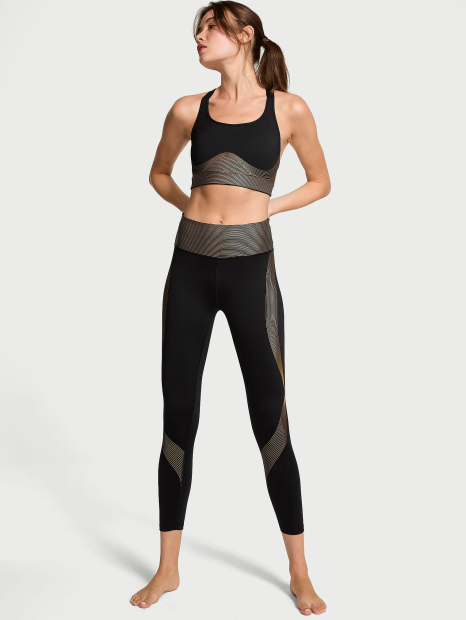 Спортивные лосины Victoria's Secret леггинсы 1159852339 (Черный/Золотистый L)
