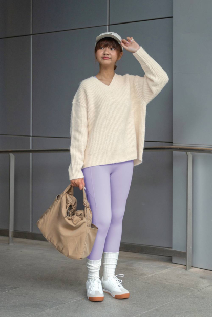 Женские леггинсы с карманами Uniqlo лосины с технологией AIRism 1159853151 (Сиреневый XS)