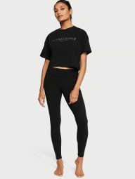 Леггинсы спортивные Yoga Mid-Rise Foldover от Victoria's Secret 1159841637 (Черный L)