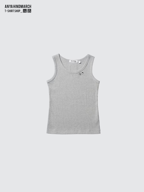 Майка в рубчик Uniqlo з вишивкою 1159845119 (Сірий S)