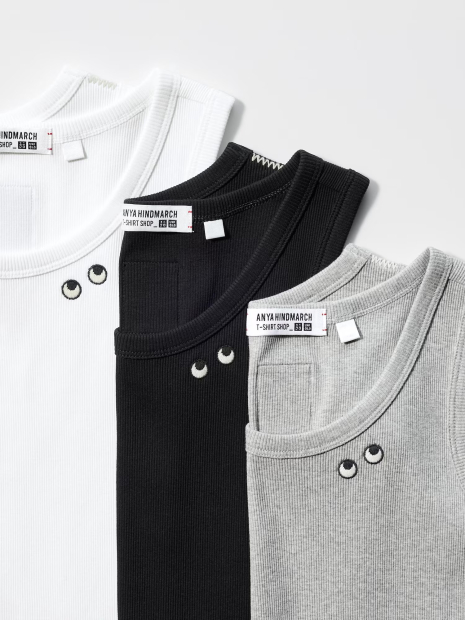 Майка в рубчик Uniqlo з вишивкою 1159845119 (Сірий S)
