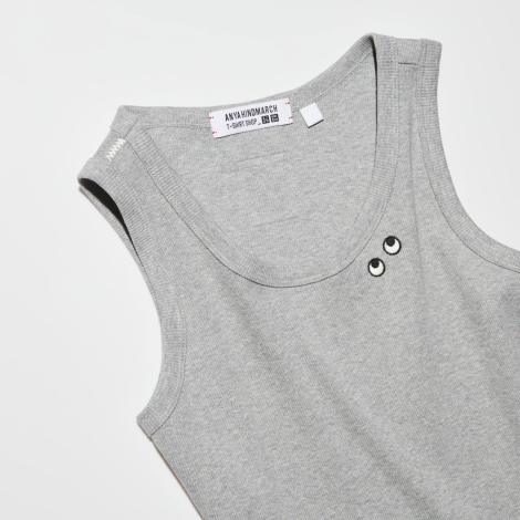 Майка в рубчик Uniqlo з вишивкою 1159845119 (Сірий S)