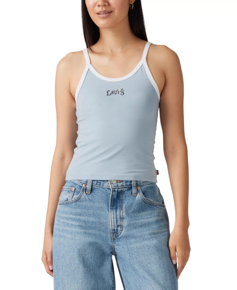 Женская укороченная майка Levi's с принтом 1159847424 (Голубой S)