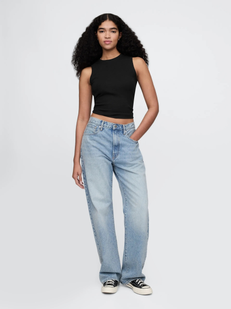 Женская укороченная майка в рубчик GAP 1159847984 (Черный S)