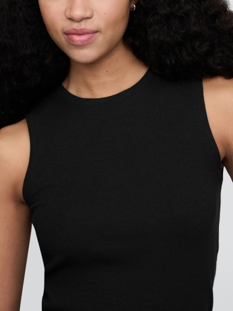 Женская укороченная майка в рубчик GAP 1159847984 (Черный S)