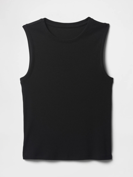 Женская укороченная майка в рубчик GAP 1159847984 (Черный S)