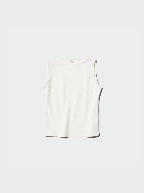 Женская майка UNIQLO из текстурной ткани 1159854987 (Белый M)