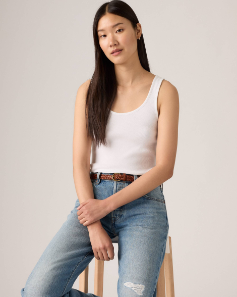 Женская однотонная майка Levi's в рубчик 1159856880 (Белый L)