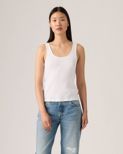Женская однотонная майка Levi's в рубчик 1159856880 (Белый L)