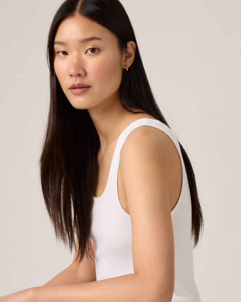 Женская однотонная майка Levi's в рубчик 1159856880 (Белый L)