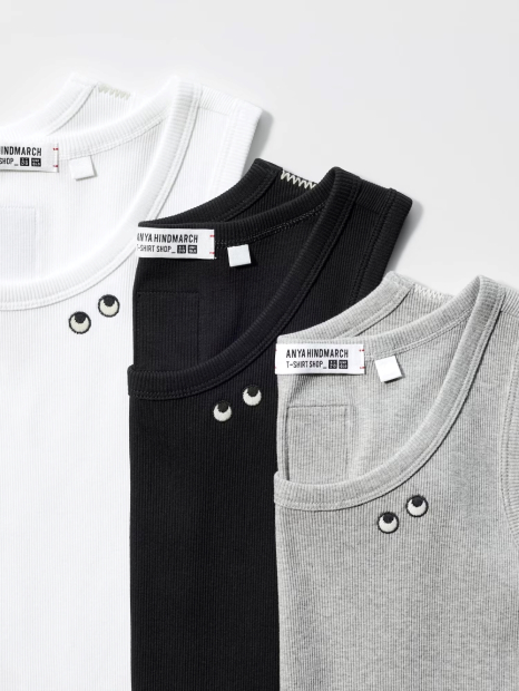 Майка в рубчик Uniqlo с вышивкой 1159858423 (Белый XS)