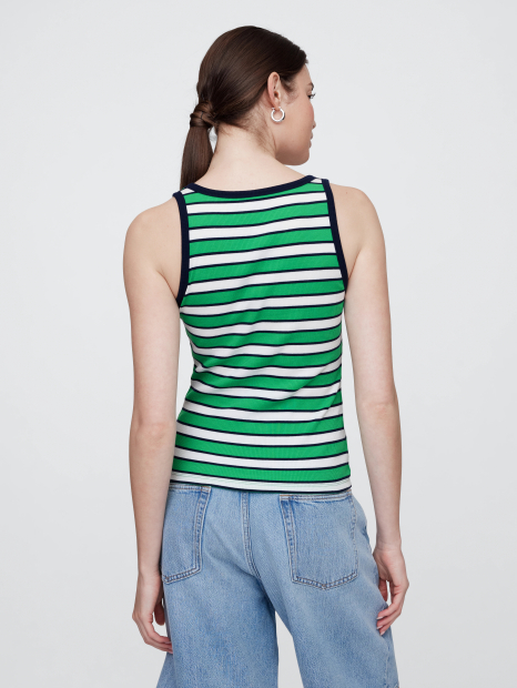 Женская майка в рубчик GAP 1159861433 (Белый/Зеленый XS)