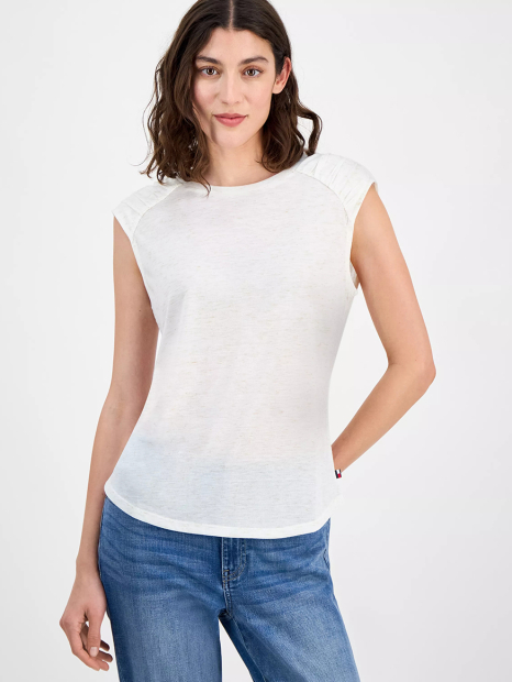 Женская майка Tommy Hilfiger с блеском 1159862229 (Молочный XL)