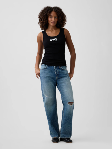 Женская майка в рубчик GAP с логотипом 1159862603 (Черный XXL)