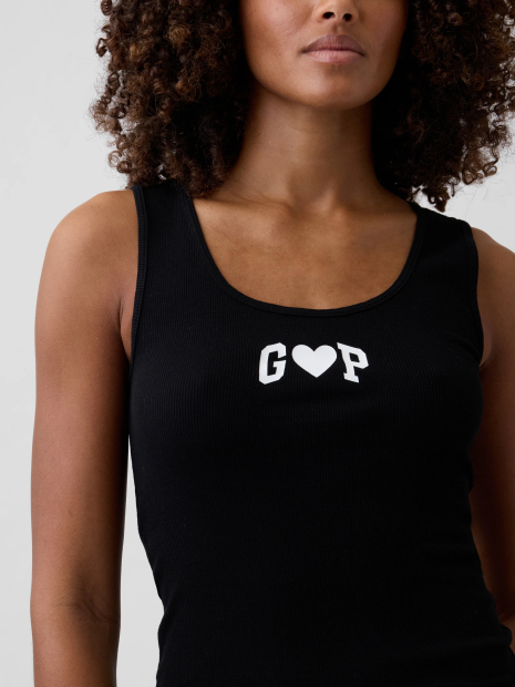 Женская майка в рубчик GAP с логотипом 1159862603 (Черный XXL)