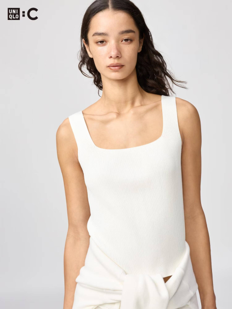 Вязаная майка Uniqlo топ 1159864902 (Молочный L)