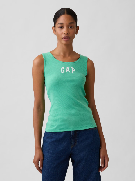 Женская майка в рубчик GAP с логотипом 1159865306 (Зеленый S)