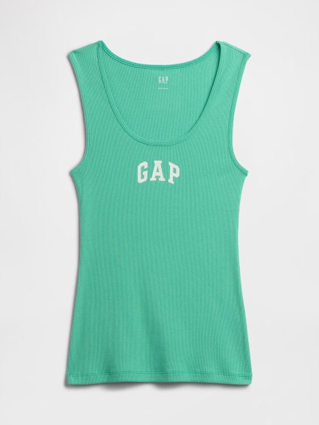 Женская майка в рубчик GAP с логотипом 1159865301 (Зеленый L)