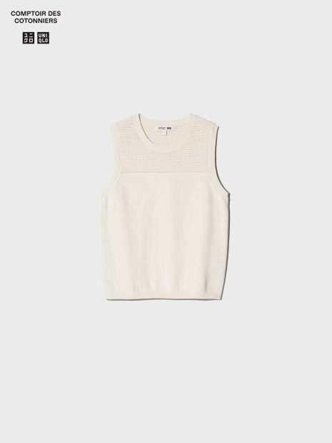 Женская вязаная майка Uniqlo 1160317610 (Молочный M)