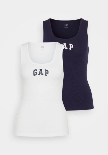 Набор женских маек в рубчик GAP с логотипом 1161460647 (Синий/Белый M)