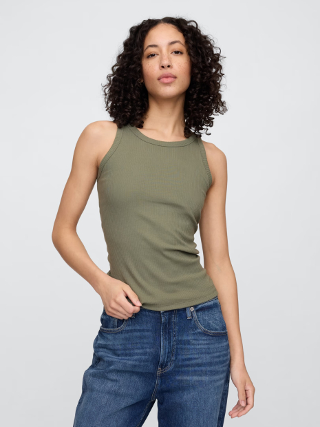 Женская майка GAP в рубчик 1161693655 (Зеленый XS)
