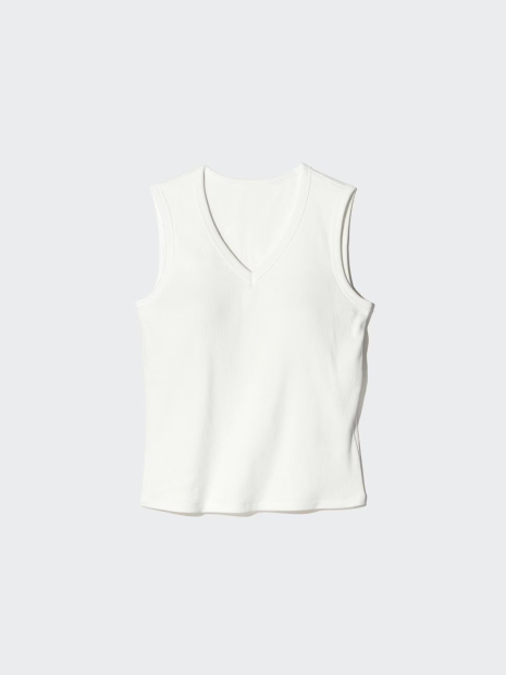 Женская майка UNIQLO со вшитыми чашками 1162033086 (Молочный S)