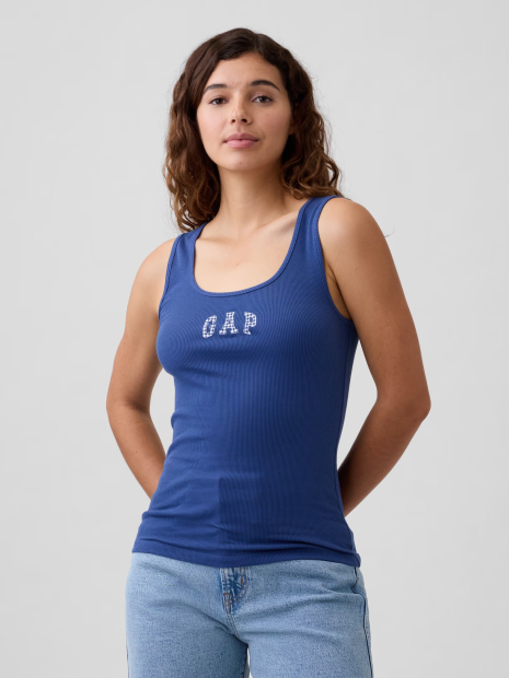 Майка жіноча в рубчик GAP з логотипом 1162790773 (Синій L)