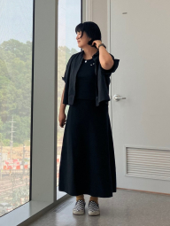 Майка у рубчик Uniqlo з вишивкою 1159844128 (Чорний M)