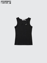 Майка в рубчик Uniqlo с вышивкой 1159844128 (Черный M)