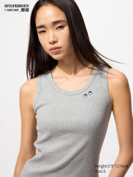 Майка в рубчик Uniqlo с вышивкой 1159845119 (Серый S)