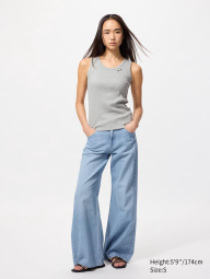 Майка в рубчик Uniqlo с вышивкой 1159845119 (Серый S)