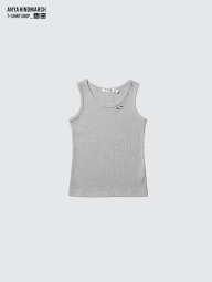 Майка в рубчик Uniqlo з вишивкою 1159845119 (Сірий S)